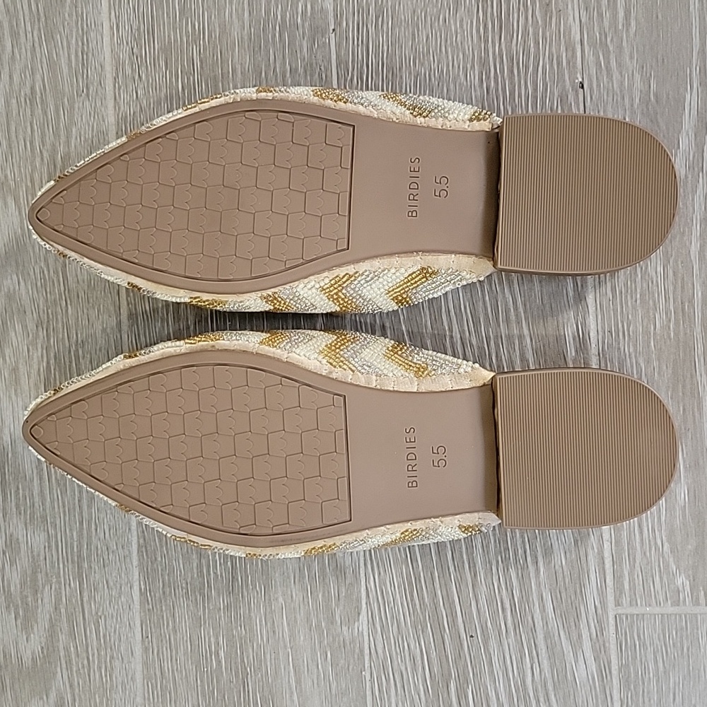 NEW Birdies The Swan Limited Color Champagne Chevron Mules Size 5.5 - Picture 4 of 8